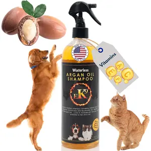Waterless Dog Shampoo 16 oz - Argan Oil Scented Dry Shampoo for Dogs & Cats - No Rinse - Waterless Pet Shampoo for Grooming - Softens Coat & Controls Odor - Dog Dry Shampoo, Safe & Easy Bathing