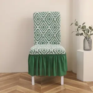 Geometric Pattern Chair Cover, 2/4/6 Counts Removable Elastic Chair Slipcover, Chair Protector for Dining Room & Hotel Decor