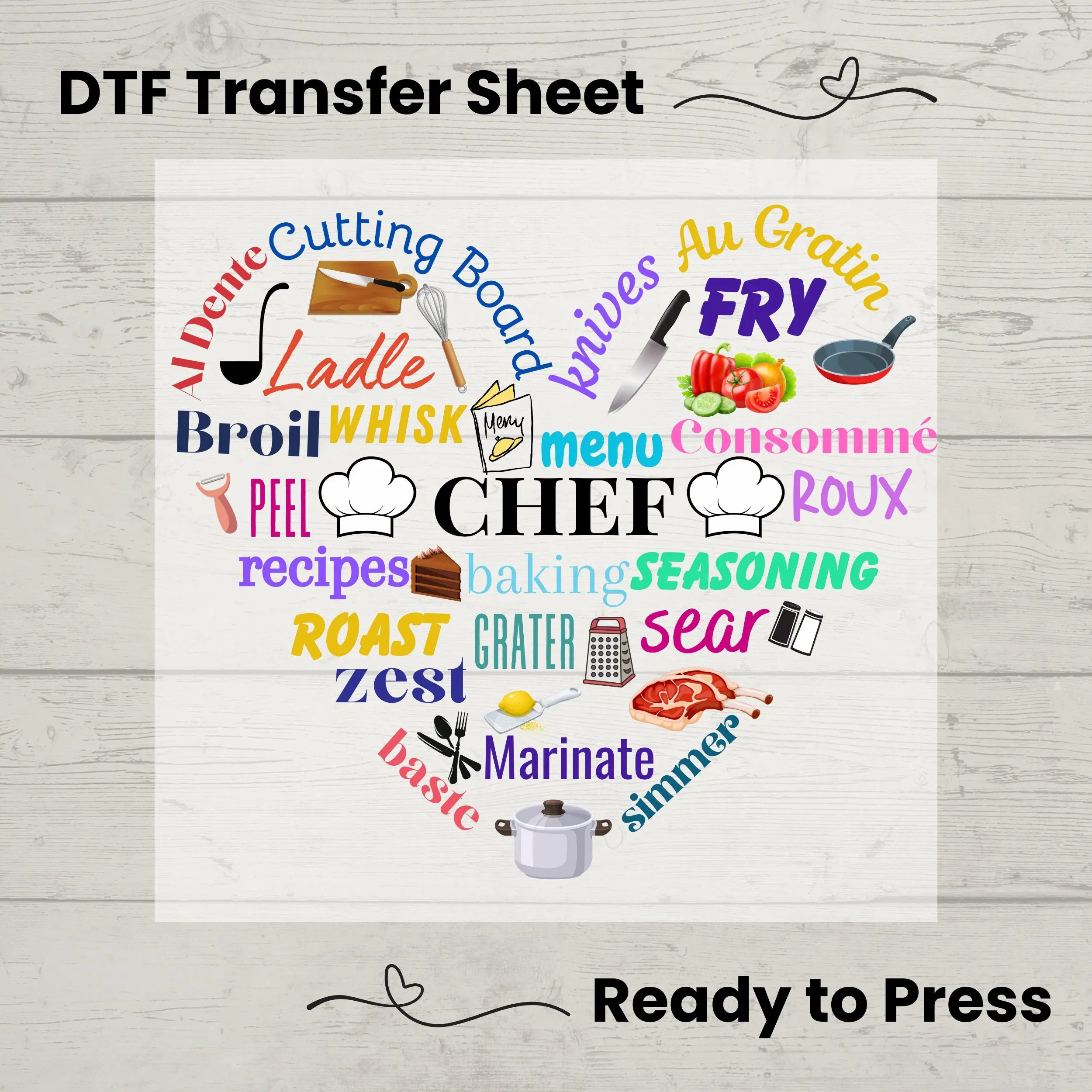 Chef DTF, Dtf Transfer Sheet, Ready to Press, Custom Dtf, Diy Heat Transfer, T-Shirt Transfer, Chef Shirt, Personalized Gift, Custom Name