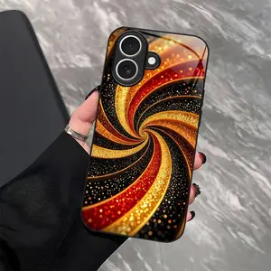Hypnotic Illusion Glitter Swirl Case Luxury Liquid Gold Cover for iPhone 17-975