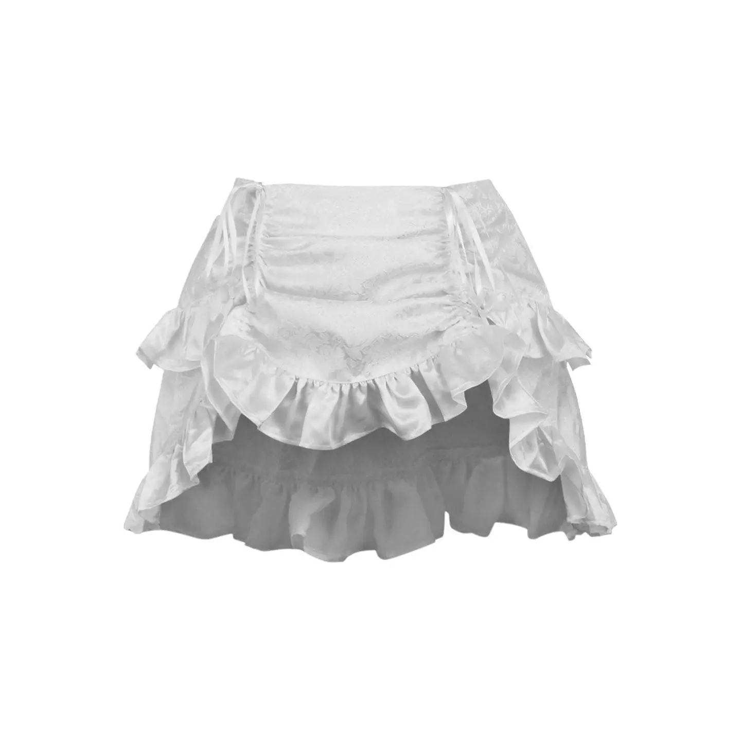 White Brocade Ruched Bustle Skirt
