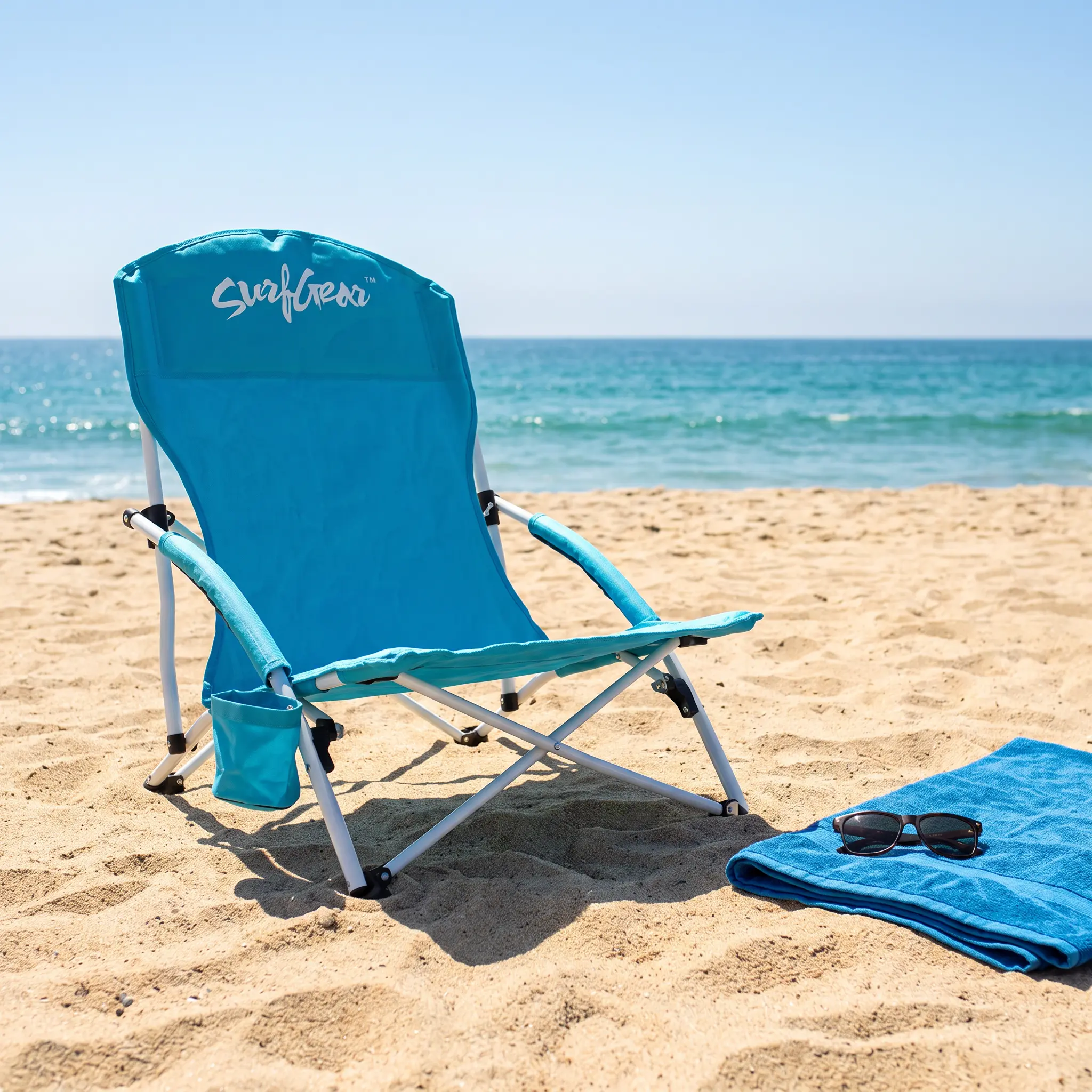 SurfGear CH3300- Low Profile Folding Beach Chair with Wide Feet, Portable Lightweight Camping Chair for Sand, Beach, Camping, and Music Festivals deluxe position lounge