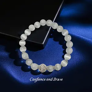 Elegant Opal Beaded Fashion Bracelet with Exquisite Silver Decor, Natural Crystal Jewellery for Women and Men, Secret Message Jewelry Gifts from Nature to Peace Yourself, Ideal For Daily Wear Or Special Occasions for Giving to Friends/Loved/Family