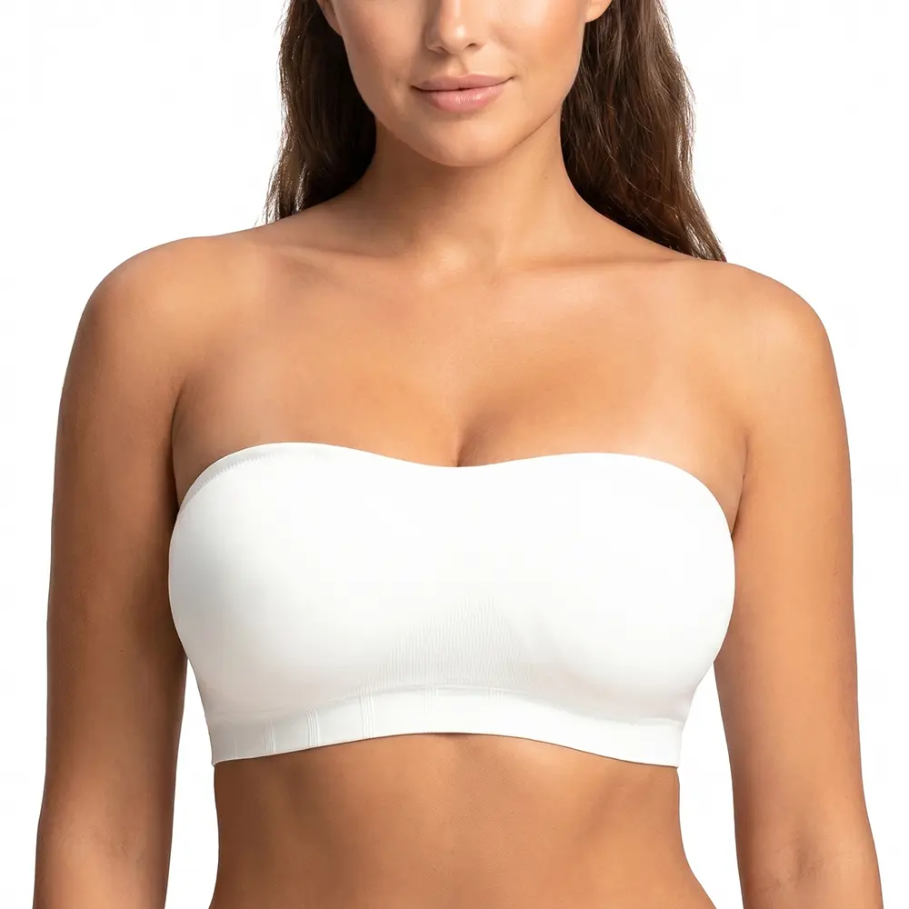 【Live】 HSIA Luna Women's Supportive Wireless Tube Top Bra Nylon Solid Bra - Plus Size, Anti-Slip Bandeau, Breathable, Seamless, Adjustable Straps, Strapless Basic, Hand Wash Only