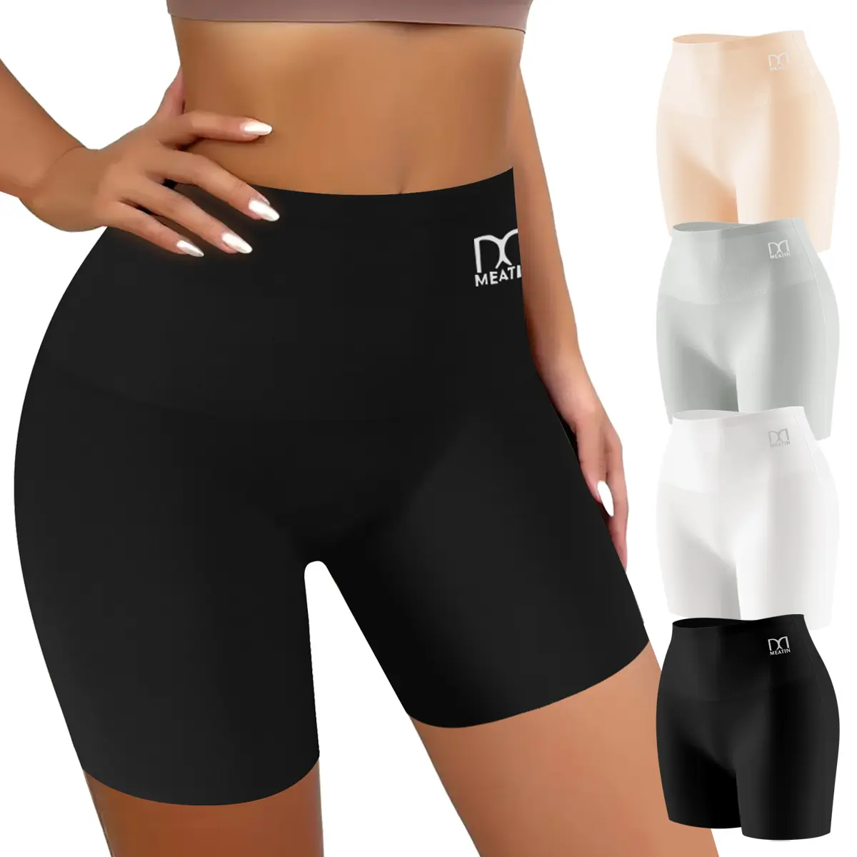 QUASTI Women's 4PCS High-Waisted Elastic Shapewear Briefs - Comfy Stretchy, Fitness, Lightweight Athletic, Stretchy Seamless Shorts with Tummy Slimming, Butt Lifting, Soft Breathable Compression for Daily & Gym (S-XXL), Comfy Stretchy Shorts summerwins