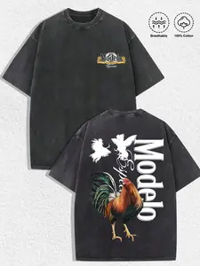 1 PCS GAME.ACE Washed Black Oversized Tee, Graphic Print, Casual Bold Streetwear, 100% Cotton Breathable Unisex T-Shirt, Ideal for Daily Wear, Casual Outings, Great Gift for Western & Statement Style Lovers