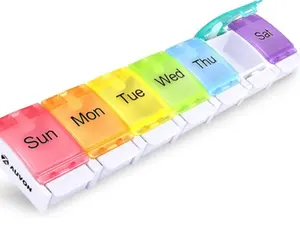 AUVON Weekly Pill Organizer Arthritis Friendly BPA Free Travel 7 Day Pill Box Case with Spring Open Design Large Compartment for Vitamins Cod Liver Oil Supplements and Medication