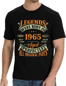 100% Cotton Vintage Legends Born In 1965 60 Years Old T-Shirt