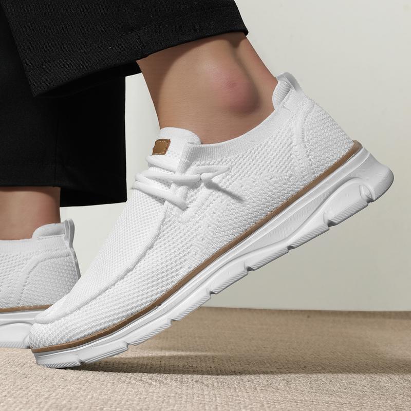 Men's Casual Mesh Breathable Solid Color Slip On Shoes Lightweight Comfortable Sports Running Loafers Knitted Mesh Platform Sneakers Boy Footwear Sneaker Closed Training Runner Athletic Trainer