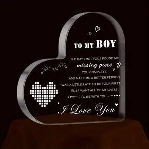Love Name Ornament, Gifts for Boyfriends and Husbands, Birthdays, Wedding Anniversaries, Anniversary Celebrations, Elegant Acrylic Desktop Decoration, with Love Messages, New Year Desktop Ornaments