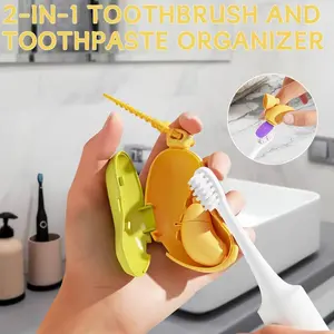 Creative Cute Banana Toothbrush Holder, Portable Travel & Home Use, Dust proof Protection, Ergonomic Design, Odorless, Fun Shape, Smooth Surface