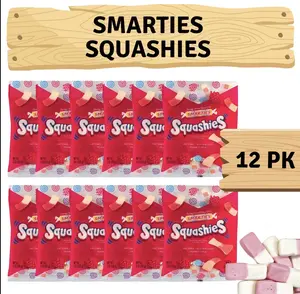 Smarties Squashies 12 Pack Foam Marshmallows Gummies Candy Gluten Free Peanut Free Raspberry Flavor 5 oz Bulk Party Favors