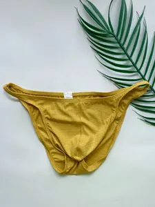 Men's Sexy Triangle Underwear with Large Pockets, Mid-Low Waist Single Color Casual Fashion Briefs, Comfortable Daily Wear