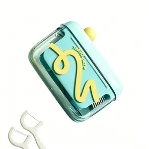 Automatic dental floss dispenser, portable pop-up floss pick case, hygienic refillable floss organizer for home and travel