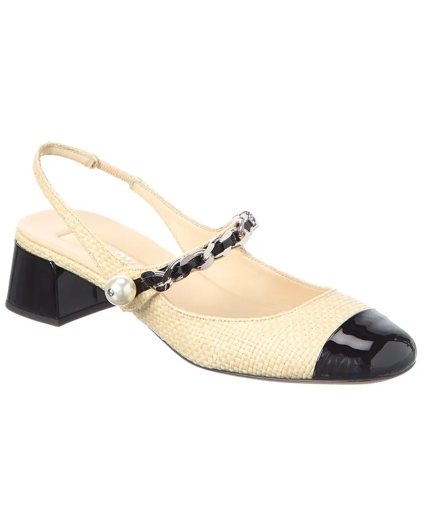 Miu Miu Logo Leather Slingback Pump