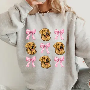 Golden Retriever with bows Sweatshirt ~ Sweatshirt Unisex Apparel Relaxed Fit Printed in the USA Clothing Womenswear Casual and Comfortable