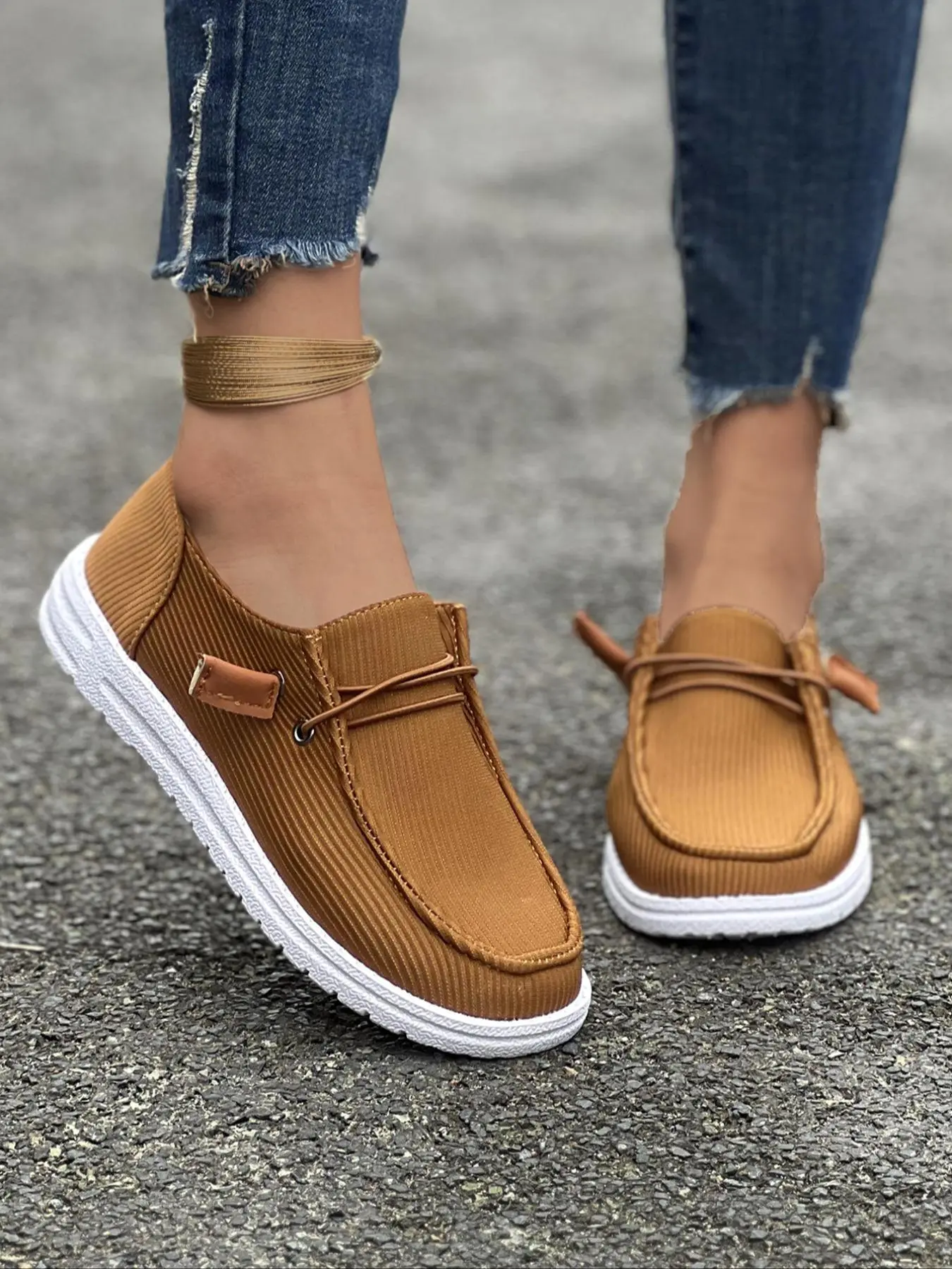 Women's Fashionable Solid Color Loafers, Casual Comfortable Slip on Shoes, Flats Shoes for Daily Wear, Lightweight Breathable Shoes for All Seasons, Walking Shoes, Everyday Wear Footwear