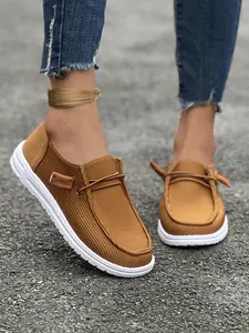 Women's Fashionable Solid Color Loafers, Casual Comfortable Slip on Shoes, Flats Shoes for Daily Wear, Lightweight Breathable Shoes for All Seasons, Walking Shoes, Footwear