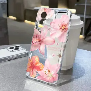 Flower Pink Rose Clear Phone Case For Samsung A04 A05S A06 A50 A51 A52 A53 A54 A55 A56 A71 A72 A73 M53 M54 M55 5G Phone Cover