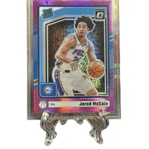 Donruss 2024-25 Optic #270 Jared McCain Pink Pulsar Rated Rookie RC Basketball Card from Philadelphia 76ers
