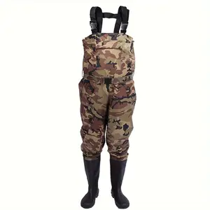 2024 3-Ply Nylon/PVC Breathable Ultra Lightweight Veil Camo Chest Stocking Boot Foot Fishing Hunting Waders For Men Women