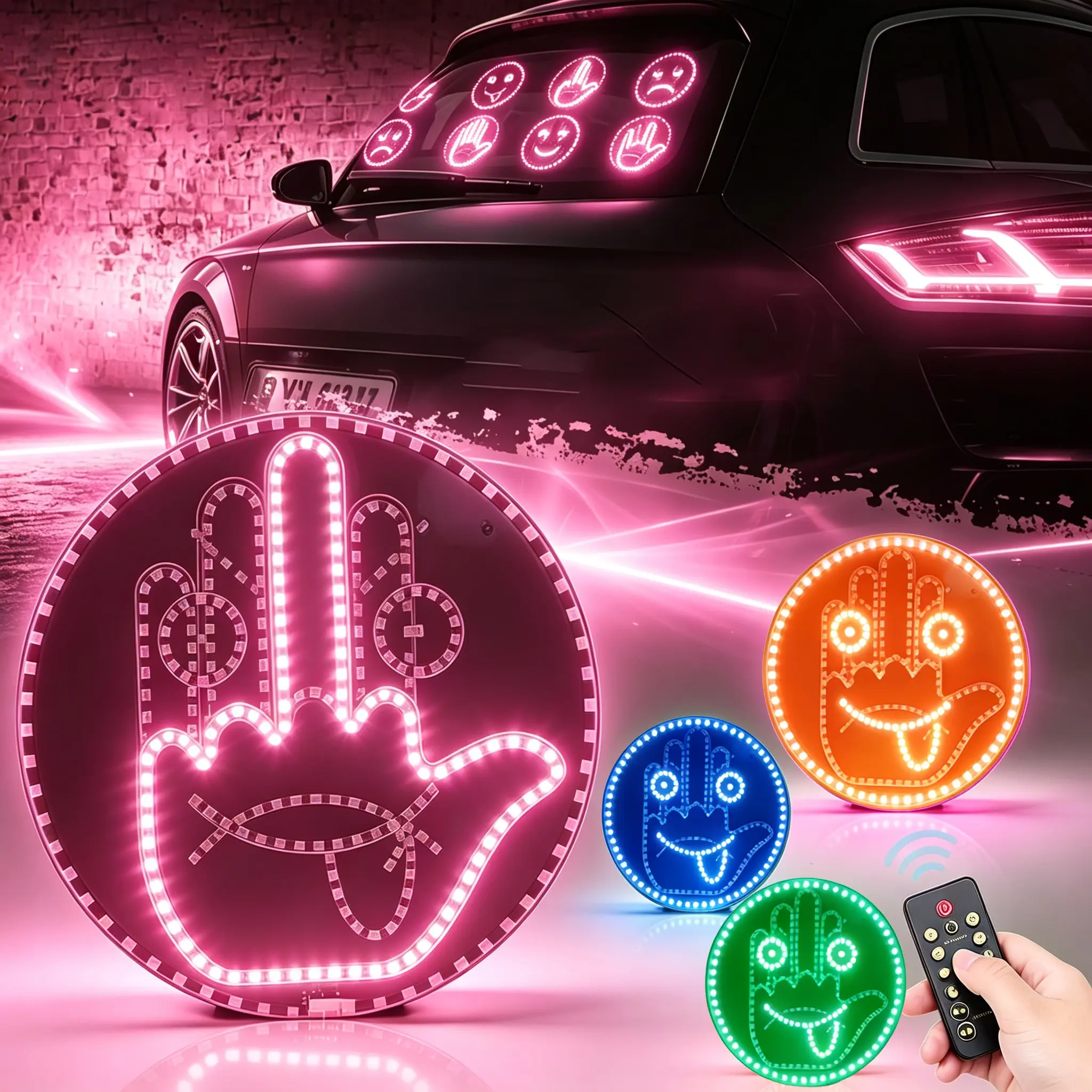 HYRORA Rechargeable Gesture Control LED Car Ambient Light, 8-Mode Remote-Operated Interior Decorative Light, Auto Accessories for Lighting Upgrade, Truck Lifestyle Accessory (1 Pack), Car Ambient Lighting