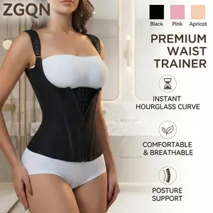 ZGQN Waist Trainer Corset Vest for Women Tummy Control Steel Boned High Compression Body Shaper Zipper Front Adjustable Straps Minimalist Shapewear Girdle Fajas Colombianas