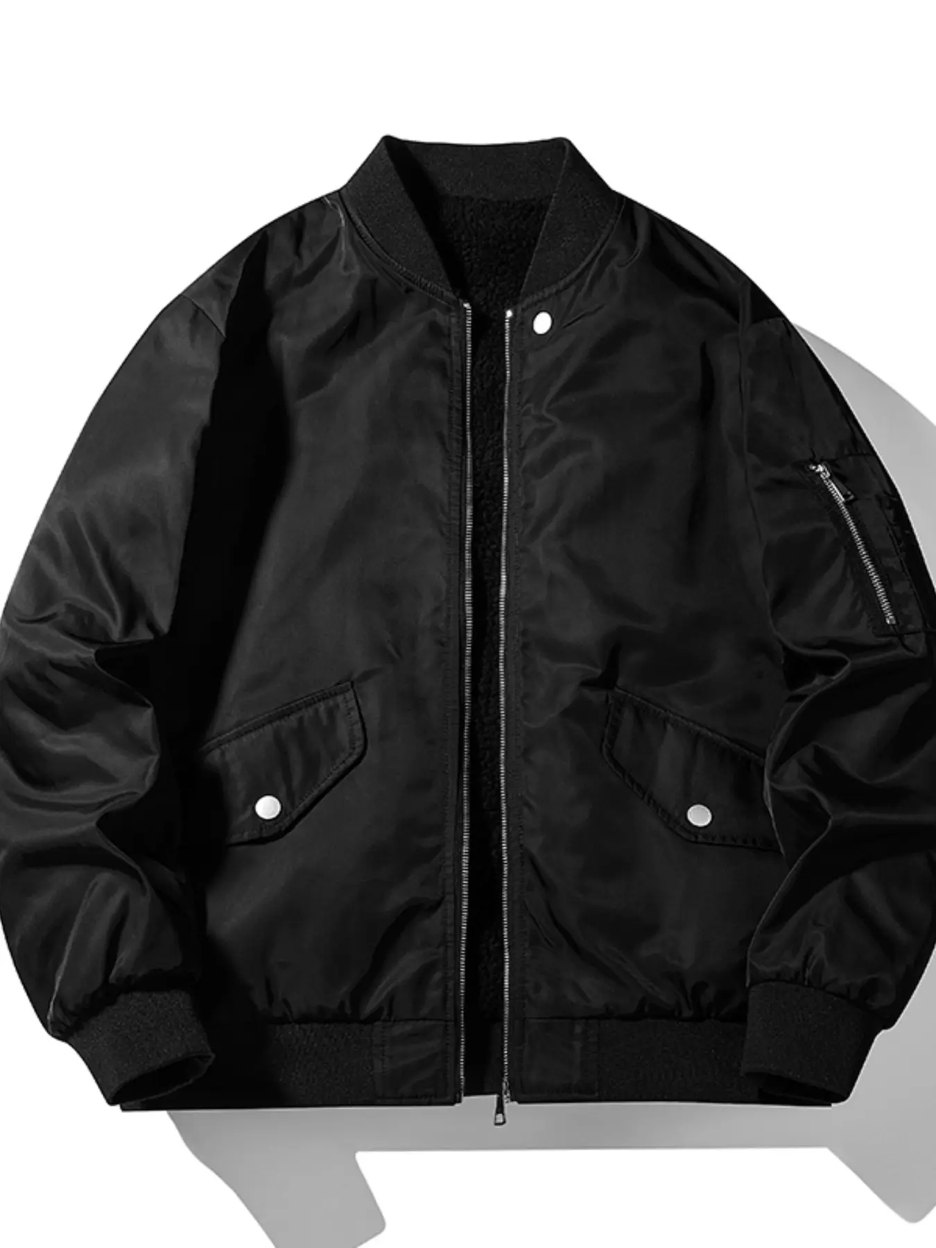 Men's Fall Winter Fleece Lined Flight Jacket, Reversible Outdoor Coat, Casual Versatile Outerwear, Comfortable and Stylish
