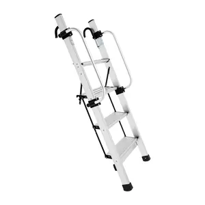 4-Step Aluminum Alloy Ladder with 5-Speed Adjustable Pedal Angle & Anti-Slip Mats, Heavy Duty 330 lbs Capacity Foldable Bunk Bed Stair, Space Saving Climbing Ladder for Loft, Dormitory, Kids Room, Caravan, Boat Home Use
