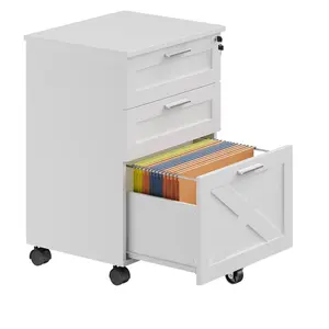 Garvee Mobile Filing Cabinet with 3 Lockable Drawers and Hanging File Compartment for Office Organization and Document Storage