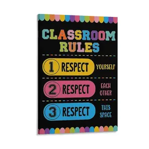 Classroom Rules Respect Yourself Poster Classroom Decor Canvas Poster Bedroom Decor Sports Landscape Office Room Decor Gift Frames Ornaments Wall Decoration Artistic Print