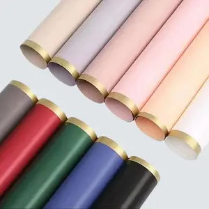 Flower Wrapping Paper 20 Sheets - Gold one side, Solid Color, Waterproof Paper for Bouquets, Gift Box Packaging & Florist Supplies, Gift For Friends