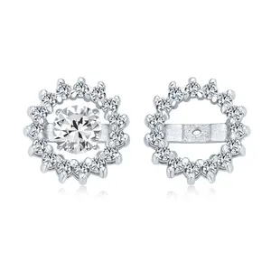 Removable CZ Cubic Zirconia Halo Earring Jackets for Studs .925 Sterling Silver