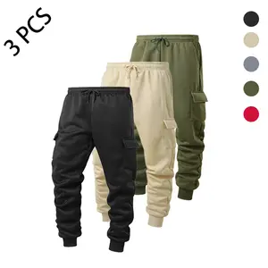 Men's Casual Multi-Pocket Pants Loose & Stylish Sports Comfort All-Year-Round Wear 3PCS Variety Pack