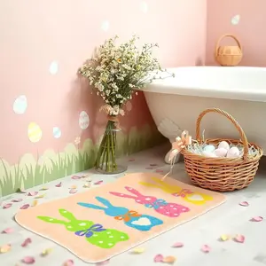 Soft Plush Easter Bunny Rug, Irregular Holiday Carpet, Bedroom Game Room Decor, Unisex Kids' Room Decoration, Trendy Home Decor