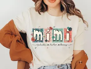 Hot new custom name,Mother's Day Shirt,Floral Mimi Shirt: Grandkids Names, Boho Tee, Custom Kids' Names mimi Shirt