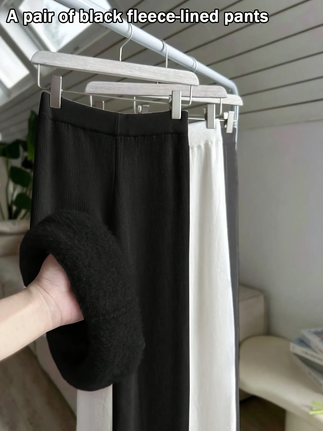 Women's Knitted Wide Leg Pants, High Waist Slimming Casual Loose Fit Straight Leg Woolen Trousers for Fall Winter