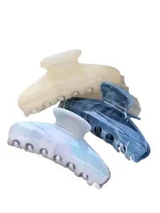 3pcs colorful flowing acrylic large hair grab marble texture design for women's spring fashion, simple and sweet style, shark clip at the back of the head suitable for outdoor shopping, gatherings, vacations and wearing Hair Claws