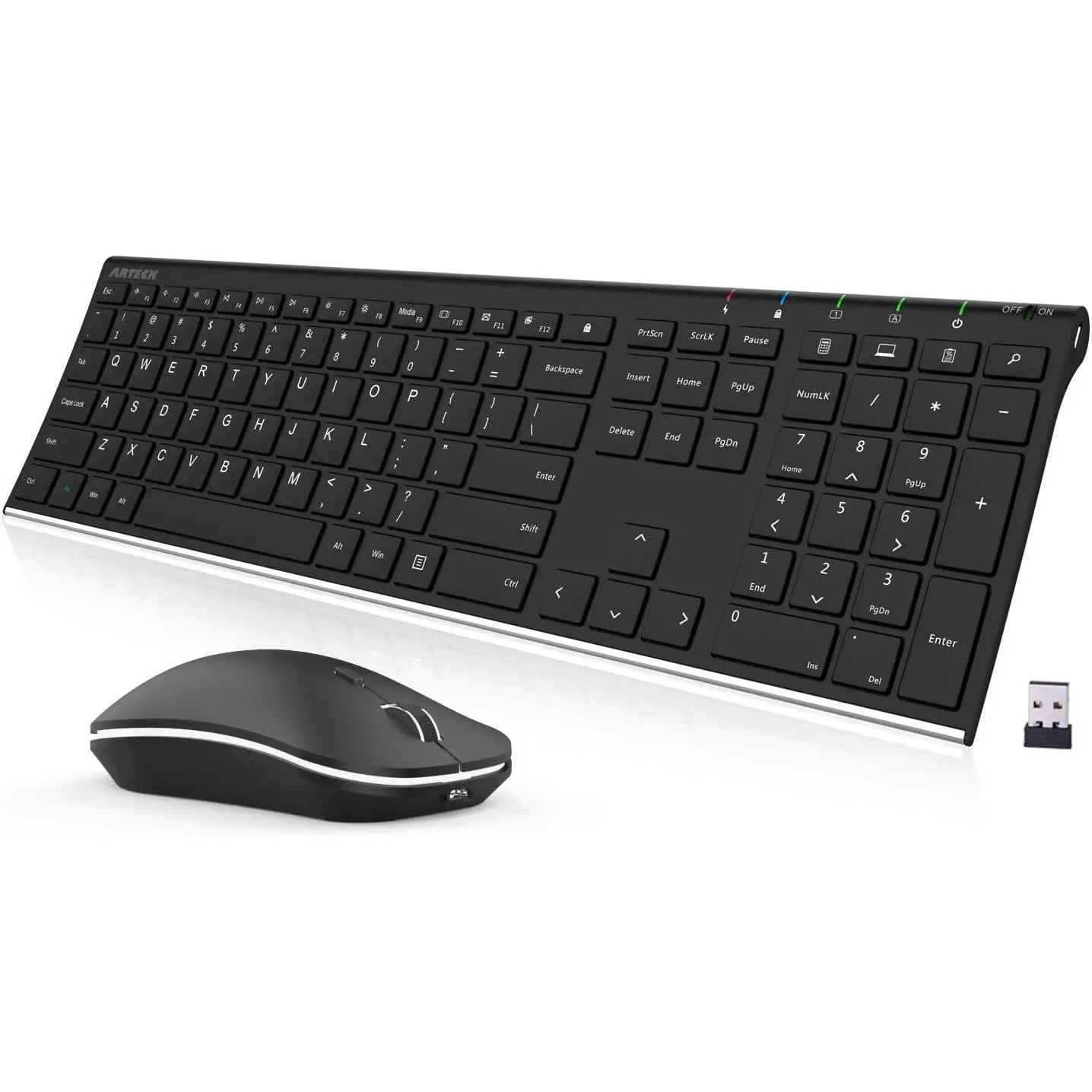 Arteck 2.4G USB Wireless Keyboard and Mouse Combo for Computer/PC/Laptop
