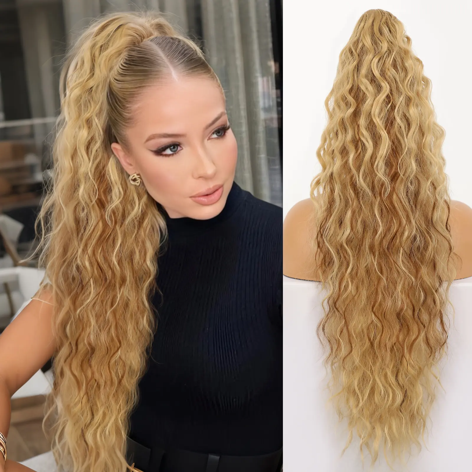Light Blonde Mix reddish brown Claw clip Ponytails