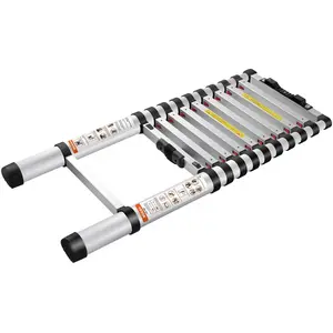 Telescoping Ladder, 10.5 FT Aluminum One-button Retraction Collapsible Extension Ladder, 375 LBS Capacity with Non-slip Feet, Portable Multi-purpose Compact Ladder for Home, RV, Loft, ANSI Liste