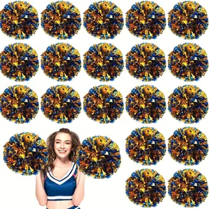24pcs Metallic Foil Cheerleading Pom Poms 80g With Plastic Finger Holes For Dance Stage Performances Team Sports Carnivals More