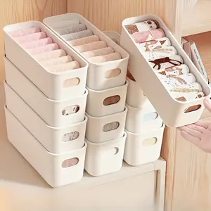 8pcs Set of White Plastic Storage Boxes with Handles and Dividers - Durable PP Multi-functional Open Storage Boxes, Suitable for Drawer, Shelf, and Organization - Perfect for Storing Phone Cases, Socks, Bedside Items, Wardrobe and Drawer Supplies