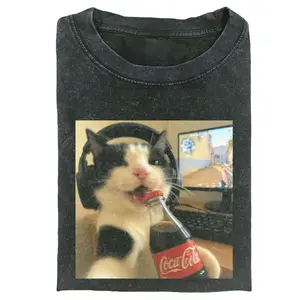 Retro Funny Vintage Graphic Tee,WACKY CAT T-SHIRT,Animal Shirt,Unisex Meme Cringe Funny Dumb Shirt,Gift For Men Women,Menswear Womenswear Streetwear Cotton Comfort121502