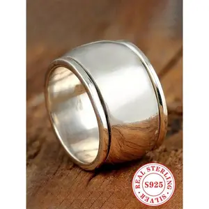 925 Sterling Silver Simple Style Plain Color Ring,  Silver Rock Ring, Fashion Jewelry for Party, Daily Clothing Decor, Trendy All-match & Exquisite Jewelry for Birthday Gift