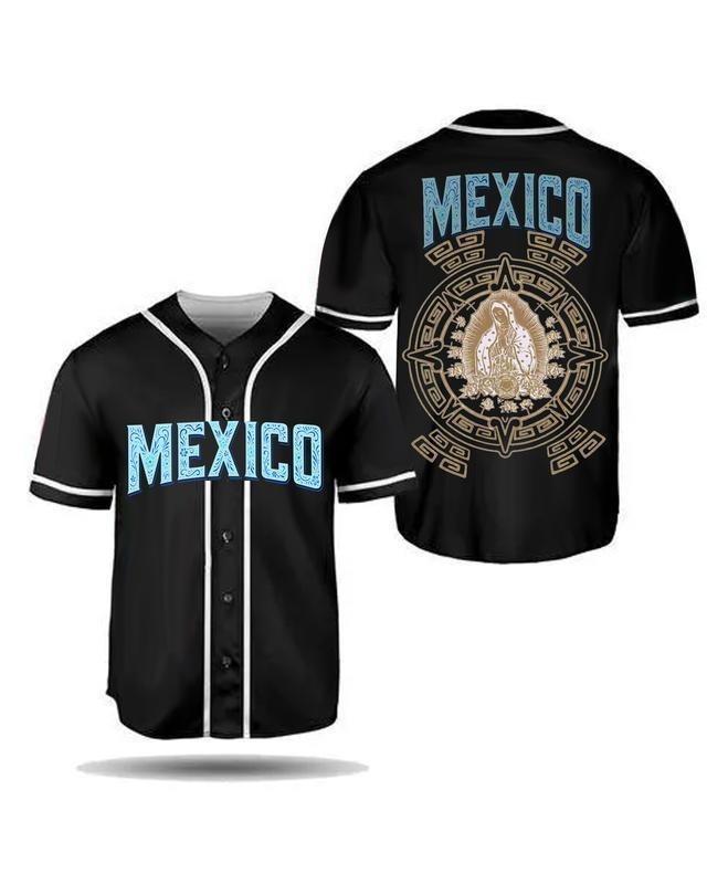 Mexico White Baseball Jersey Men Women Aztec Guadalupe Design Streetwear Casual Summer Gym Sports Shirt Comfortable Loose Fit Unisex Baseball Uniform Top