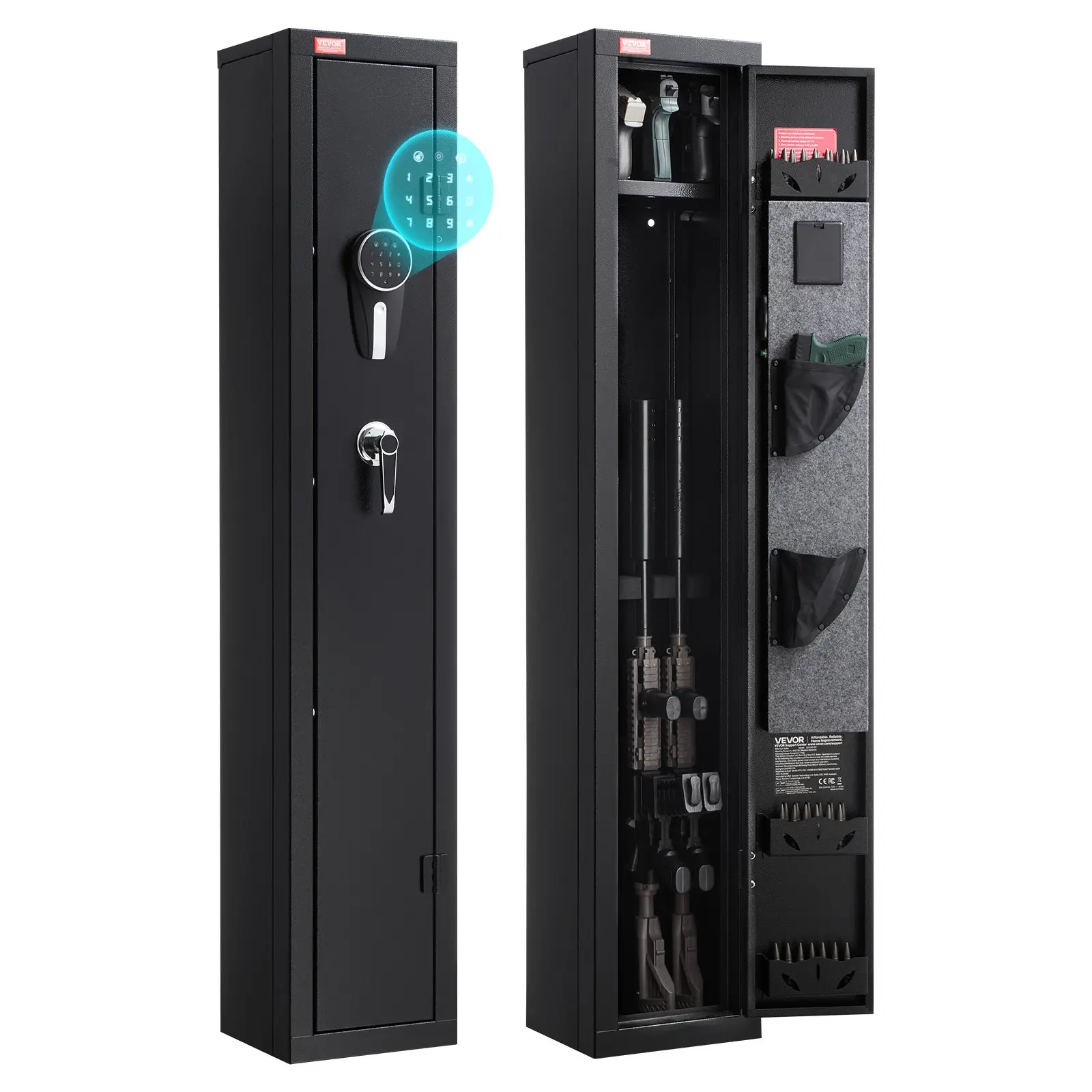 VEVOR Smart Fire & Security Gun Safe Cabinet, Heavy-Duty Cold-Rolled Steel 9.84x8.66x52.56 in Cabinet with Digital Keypad Key, LED Lighting, Adjustable Racks for Rifles, Pistols, Shotguns & Magazines (for Gun Owners)