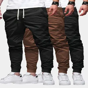 3pcs Solid Color Men's Regular Fit Jogger Sweatpants With Drawstring And Pockets, Chic Trendy Trousers For Spring Autumn Outdoors Sports Wear