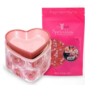 Forever Rose Bundle Simmer Pot Warmer with Modern Rose Fragrance Wax Melts for Aromatic Home Fragrance