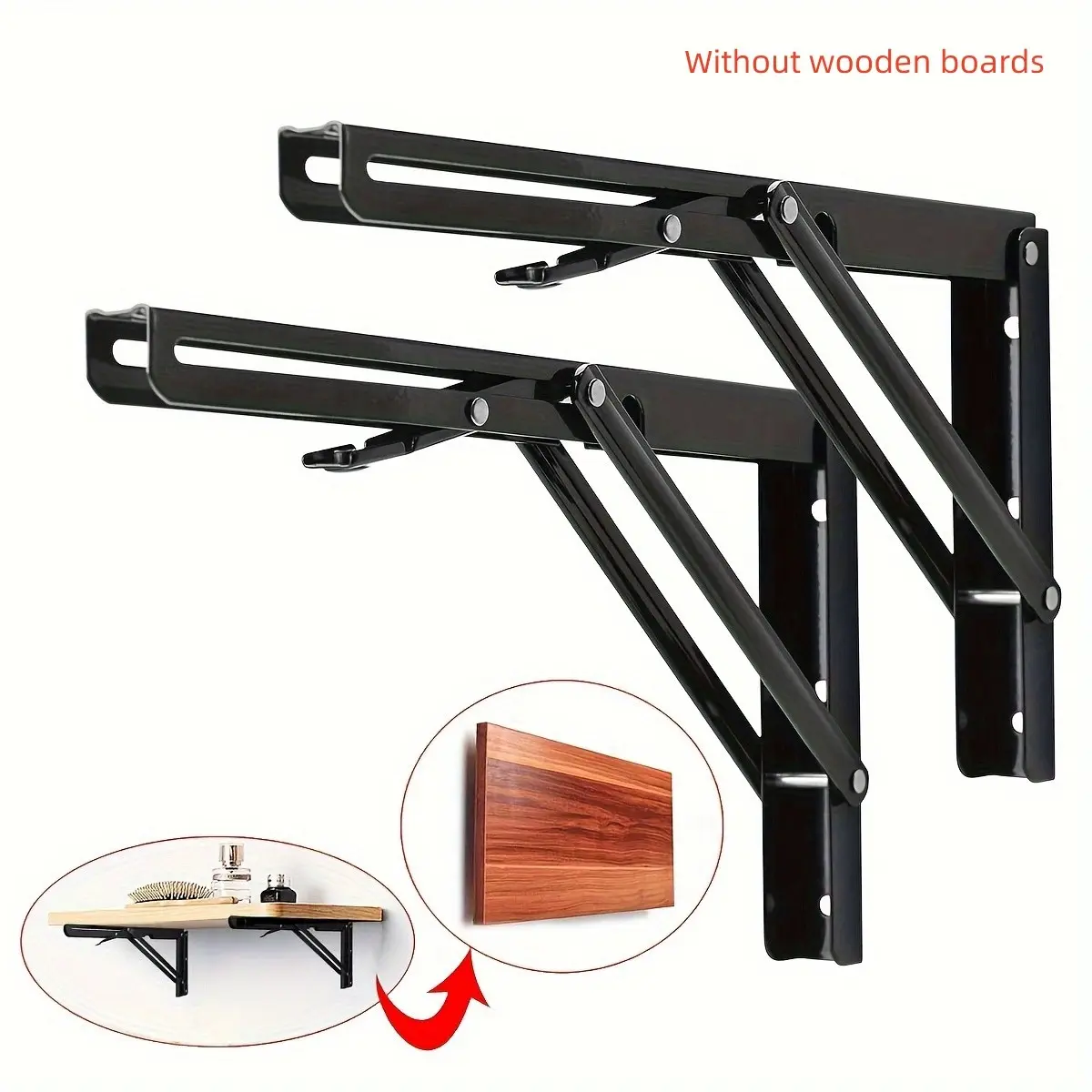 2pcs Durable Steel Folding Shelf Brackets, Ultra-High Strength Triangular Table Chair Shelf Bracket, Wall-Mounted Metal Folding Shelf Hinges